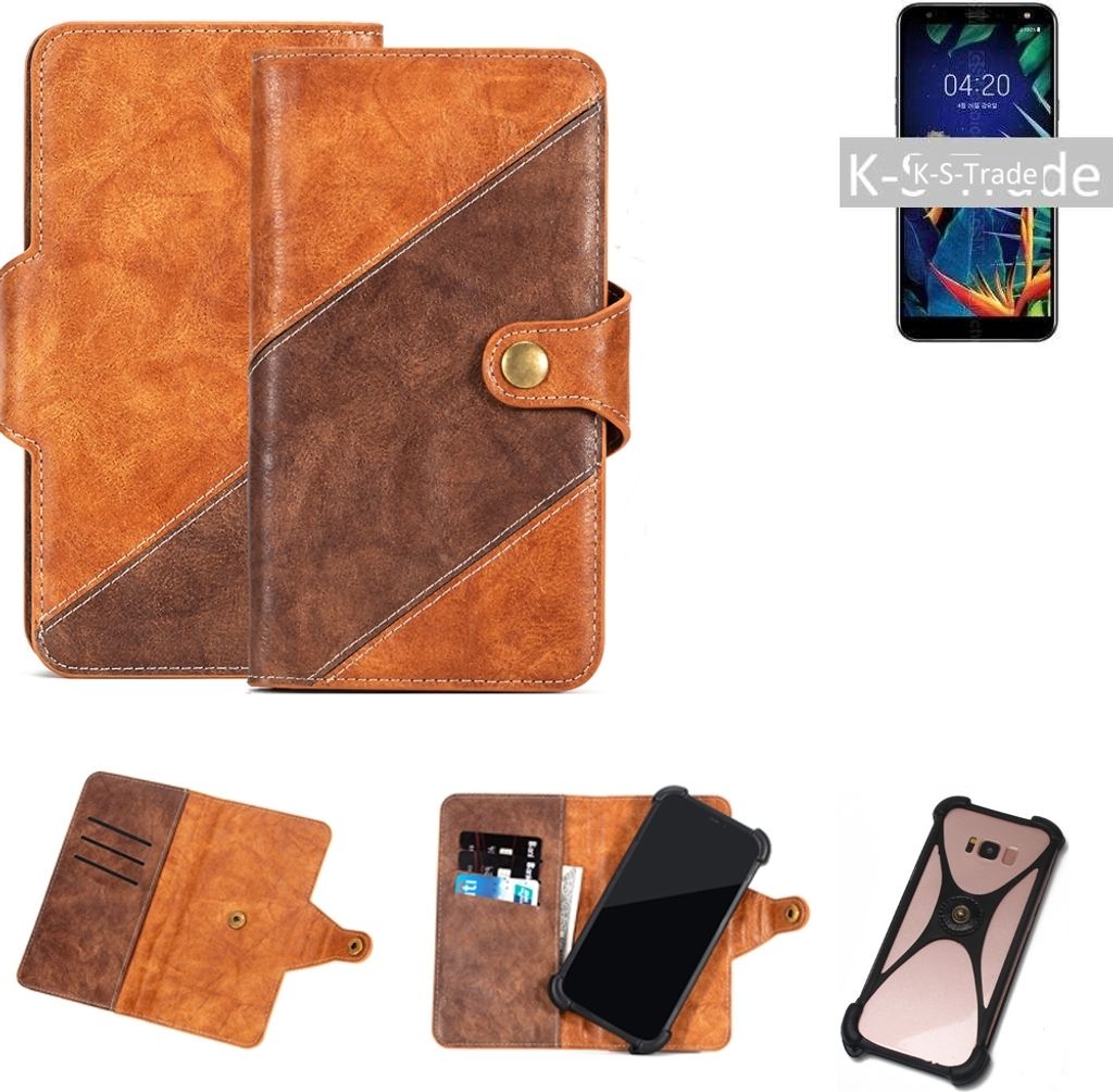 K-S-Trade Handy-Hülle Schutz-Hülle Bookstyle Case Wallet-Case kompatibel mit BQ Aquaris C Handy Cover Bumper Kantenschutz Smartphone dunkelbraun