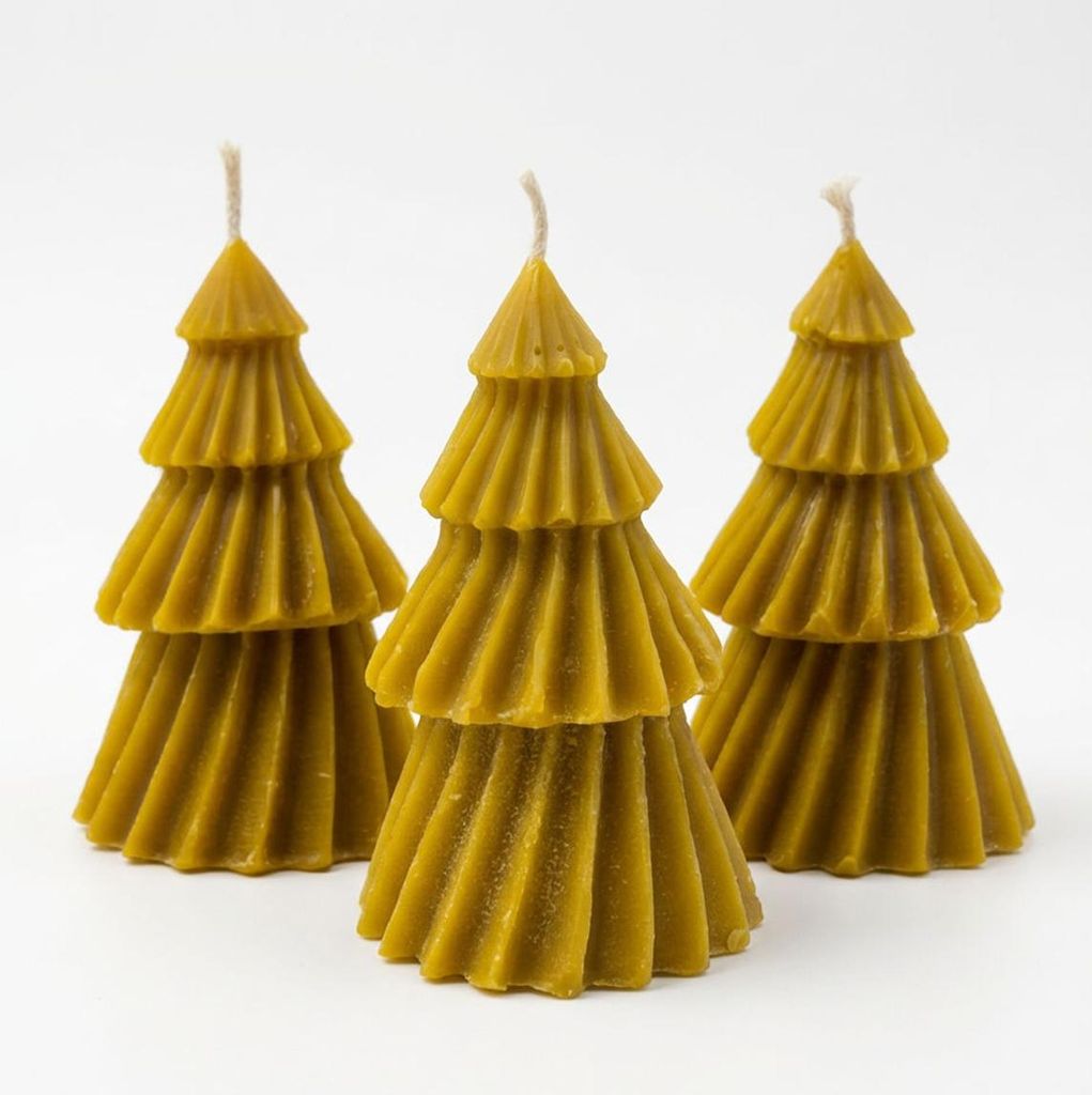 KERZEN für den Weihnachtsbaum, 3 Stück, 100 % Bienenwachs, natürlich, handgefertigt, ökologisch, Weihnachten