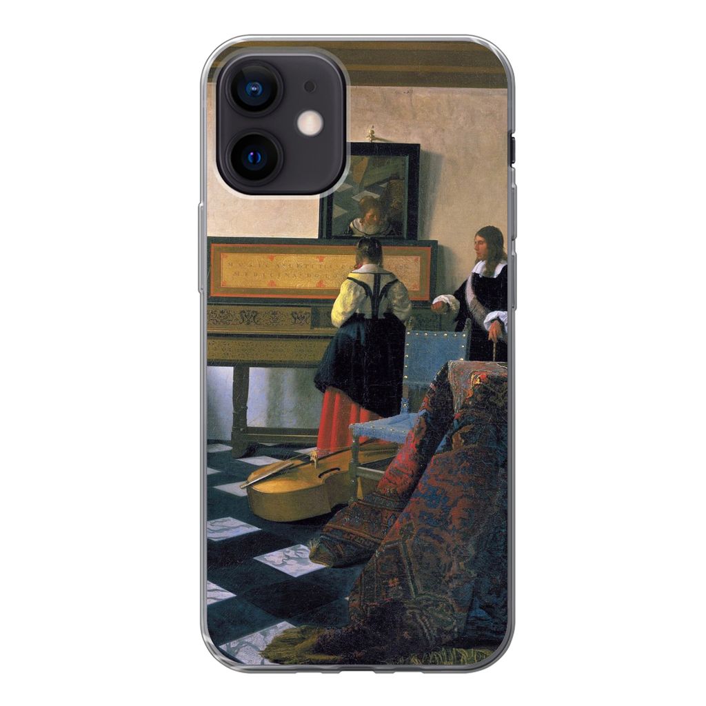 MuchoWow Handyhülle Schutzhülle Hülle für iPhone 12 Die Musikstunde - Johannes Vermeer Silikon Softcase Handy Hülle - Schutzhülle