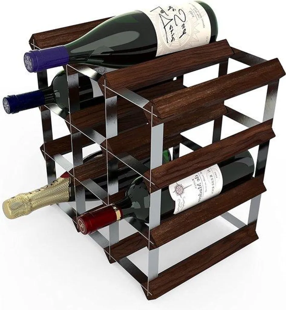 Kit Casier à Vin en Sapin Foncé FSC pour 12 Bouteilles - Design Compact