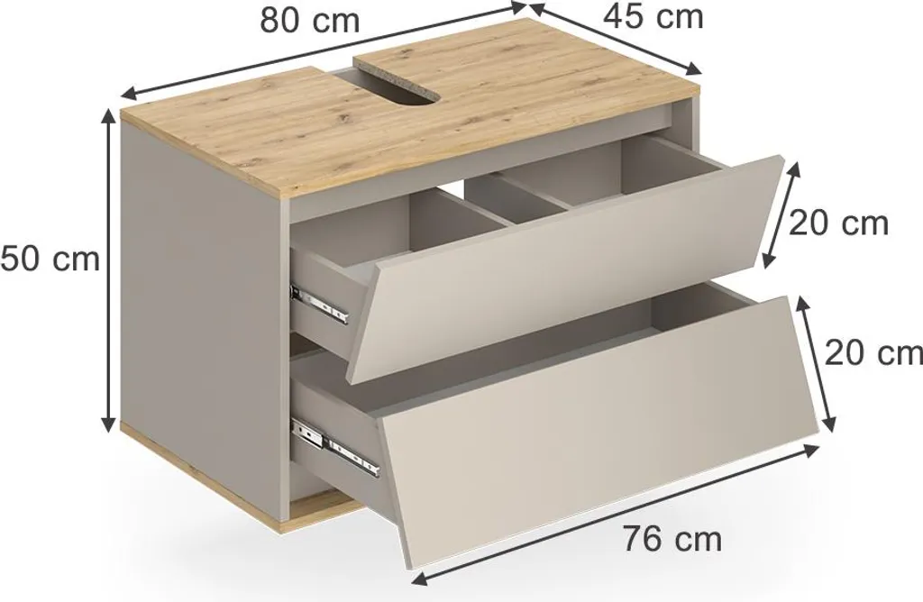 Vicco Mobile Sottolavabo Edelin 80cm: Cachemire e Legno Artigianale - 3