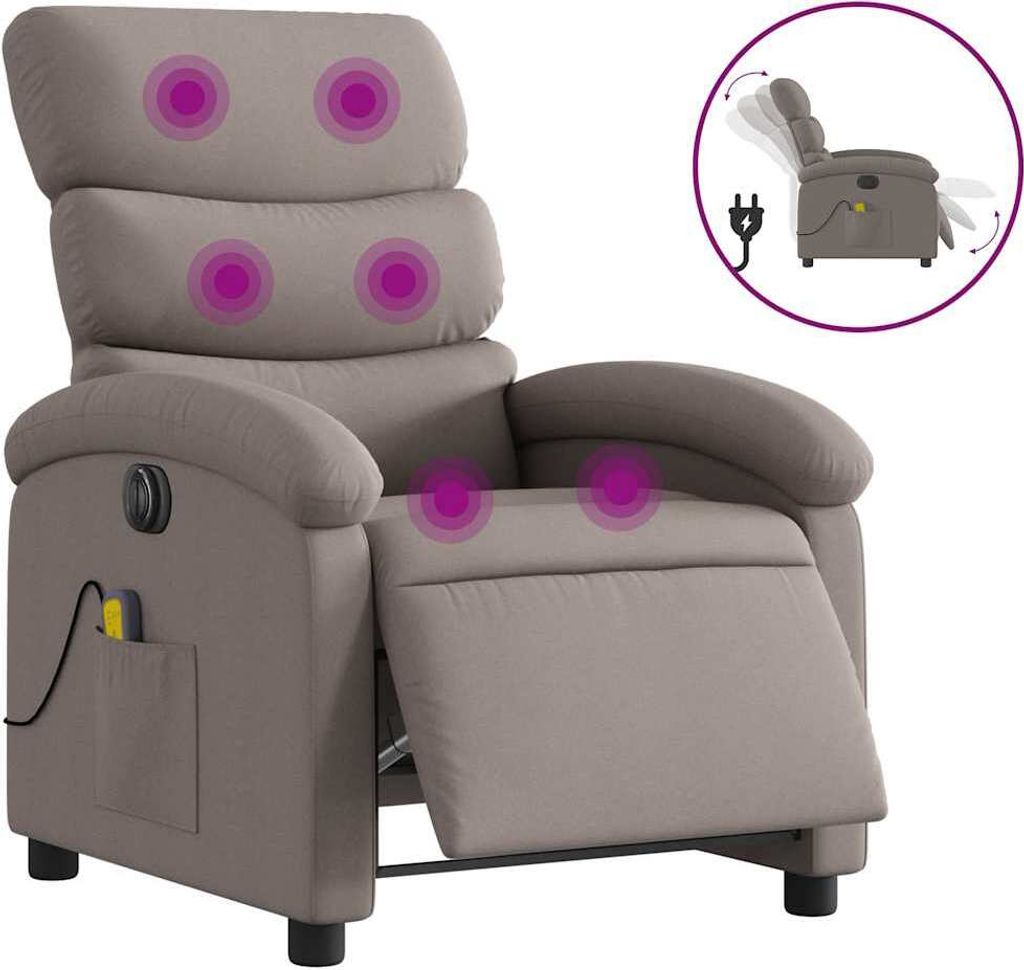 vidaXL Massagesessel Elektrisch Taupe Stoff