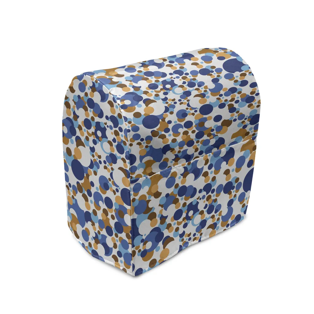 Housse Mixeur 36x39x24 cm en Tissu Durable - Design Bulles Rétro Bleu Ciel