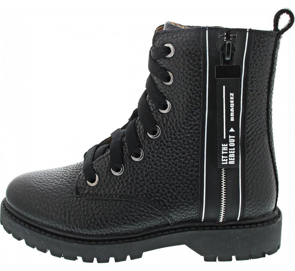 Braqeez Schnürstiefel Schwarz in Gr. 39