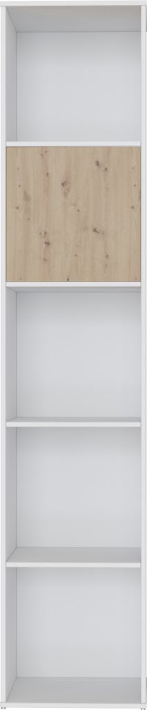 SMARTBett Standregal, Würfelregal für Wohnzimmer, Kinderzimmer, Schlafzimmer und Büro | Regal Weiss + 1 Tür Wildeiche