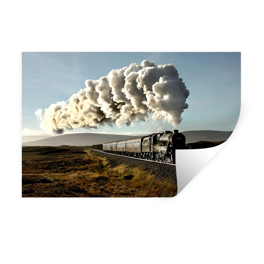 MuchoWow Wandtattoo Wandsticker Wandaufkleber Zug - Dampf - Luft 120x80 cm Selbstklebend und Repositionierbar - Selbstklebend - Fototapeten