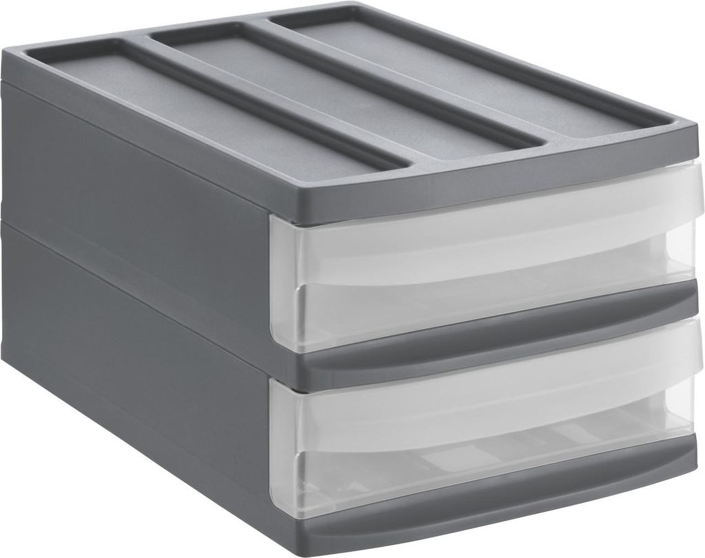 Rotho ladebox Duo Systemix, met 2 lades, antraciet Productafbeelding 