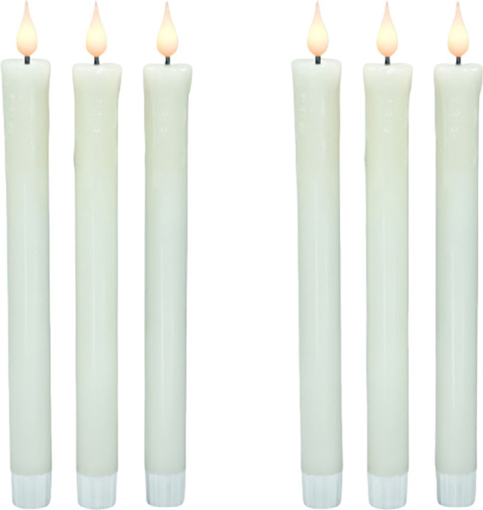 INF Set mit 6 elektronischen LED-Kerzen mit realistischem Wachstropfeneffekt Weiß