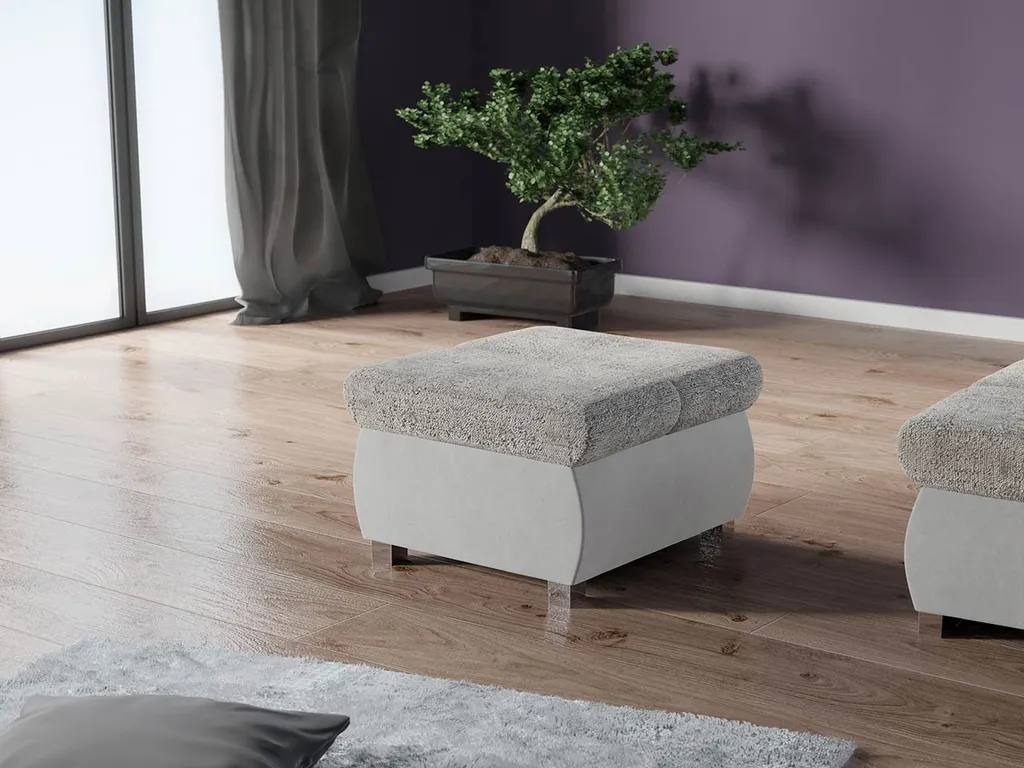 Piccolo Pouf ANZU 2 Grigio Chiaro: Poggiapiedi Design per Salotto Moderno