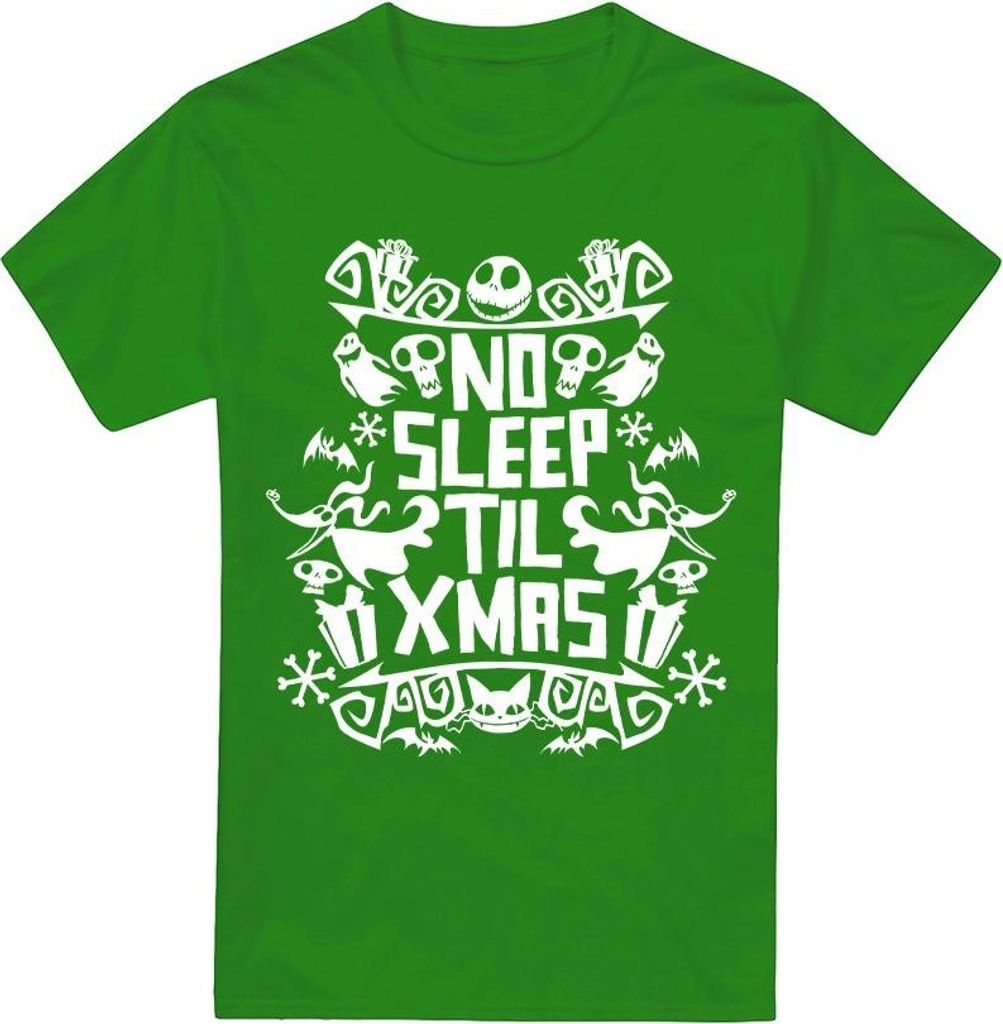 The Nightmare Before Christmas - "No Sleep Til Christmas" T-Shirt für Herren TV3905 (XL) (Irisches Grün)