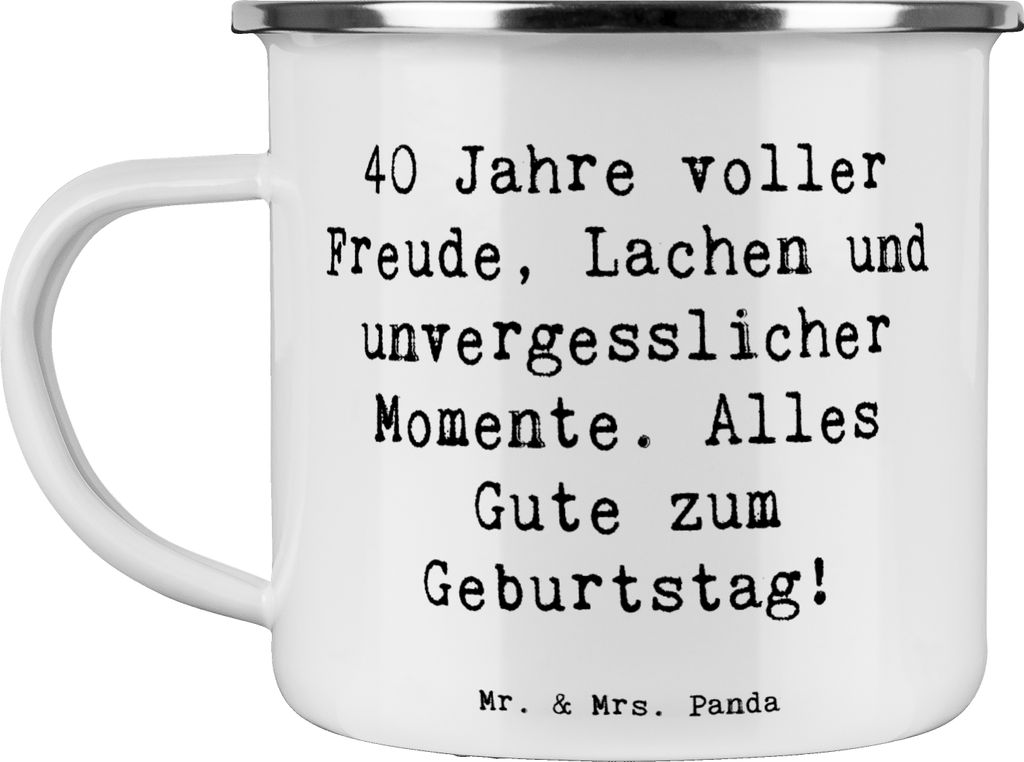 Mr. & Mrs. Panda Haferl Spruch 40. Geburtstag Freude - Weiß - Geschenk, metallbecher, Pott, becher emaille, liebevolle Überraschung, Alles gut zu...