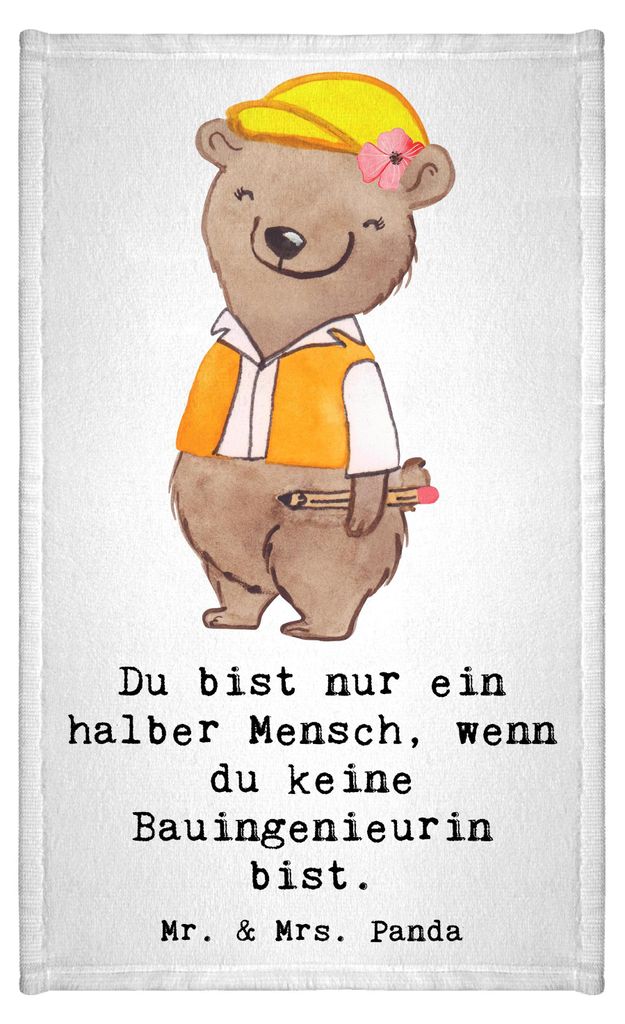 Mr. & Mrs. Panda Handtuch Bauingenieurin Herz - Weiß - Geschenk, badezimmer, frottierhandtuch, Lustig, Spruch, Mini-Handtuch, Klein, Baustelle, St...