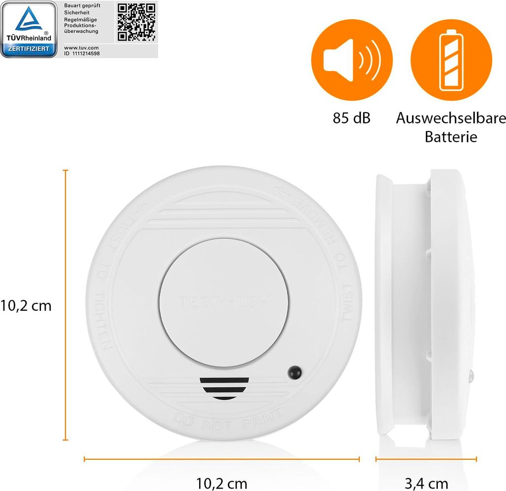 Smartwares Optyczny czujnik dymu RM250 85 dB z baterią na 1 Zdjęcie produktu 22