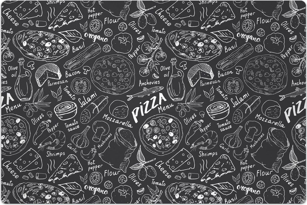Küchenmatte 100x150 cm Vinylmatte Bodenmatte Dekoration -Pizza Italy Essen