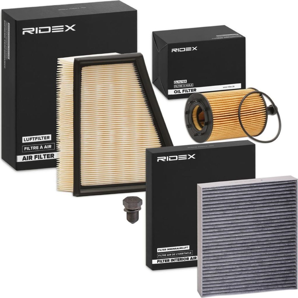 RIDEX Filterset Inspektionspaket Filtersatz für VW Golf IV Schrägheck (1J1) Golf V Schrägheck (1K1) POLO (9N) Polo Schrägheck (6R1, 6C1) für AUDI