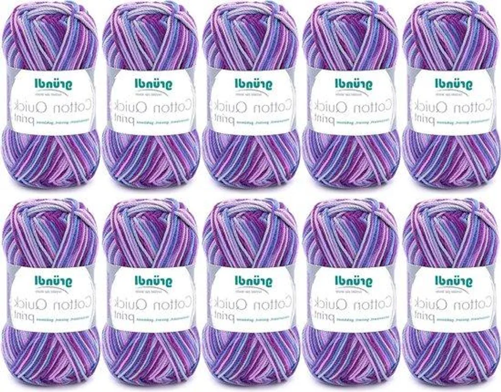 Pelote de coton à tricoter multicolore Aubergine certifiée Oeko-Tex