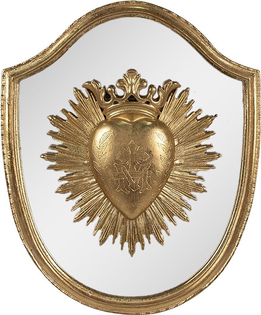 Clayre & Eef Wanddekoration 25x3x30 cm Goldfarbig Polyresin Herz
