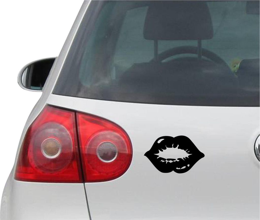 Aufkleber / Autoaufkleber - JDM - Die cut - Lips Lipstick Kiss Decal Auto Truck Fenster Sticker - schwarz - 144mm x88mm