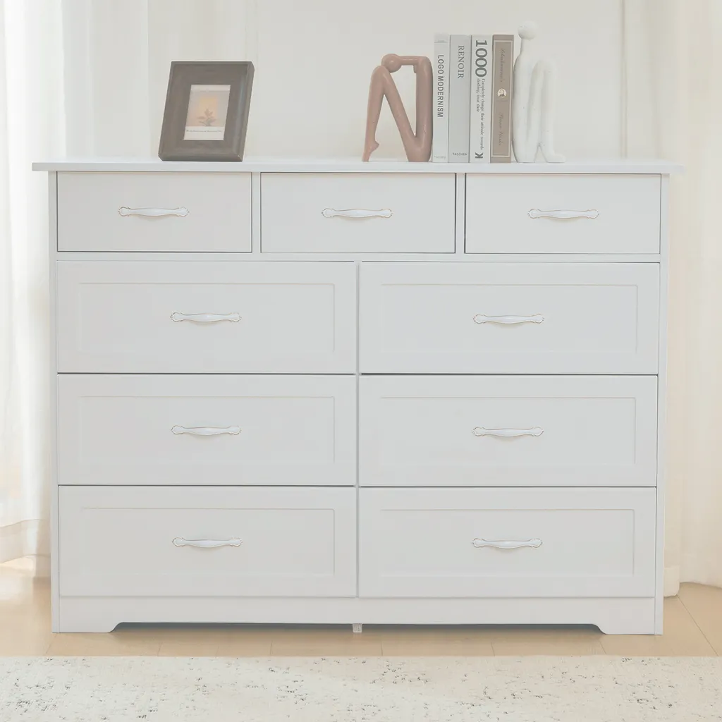 Commode Robuste 9 Tiroirs avec Sécurité Anti-basculement AIORBER Blanche - 5