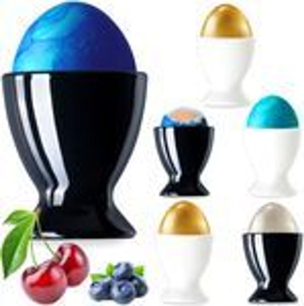 PLATINUX Schwarze & Weiße Eierbecher aus Glas Set 6-Teilig Eierständer Eierhalter Frühstück Brunch Egg-Cup Likörgläser