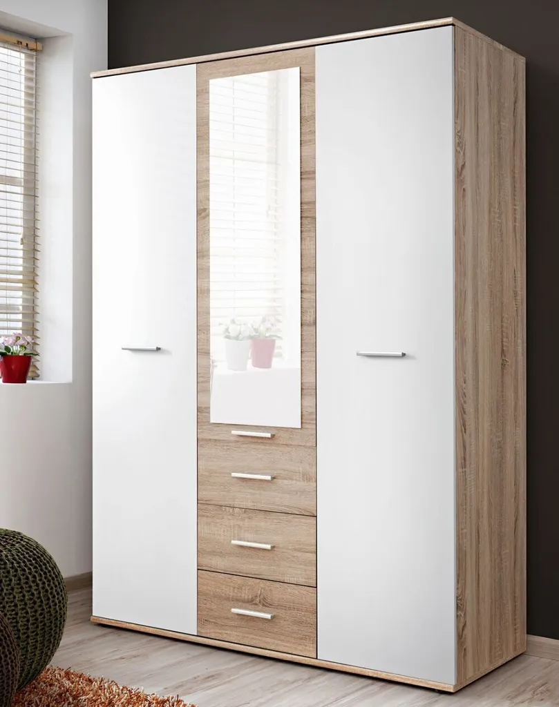Armoire gain de place EMAN 135 cm pour enfant, miroir et penderie
