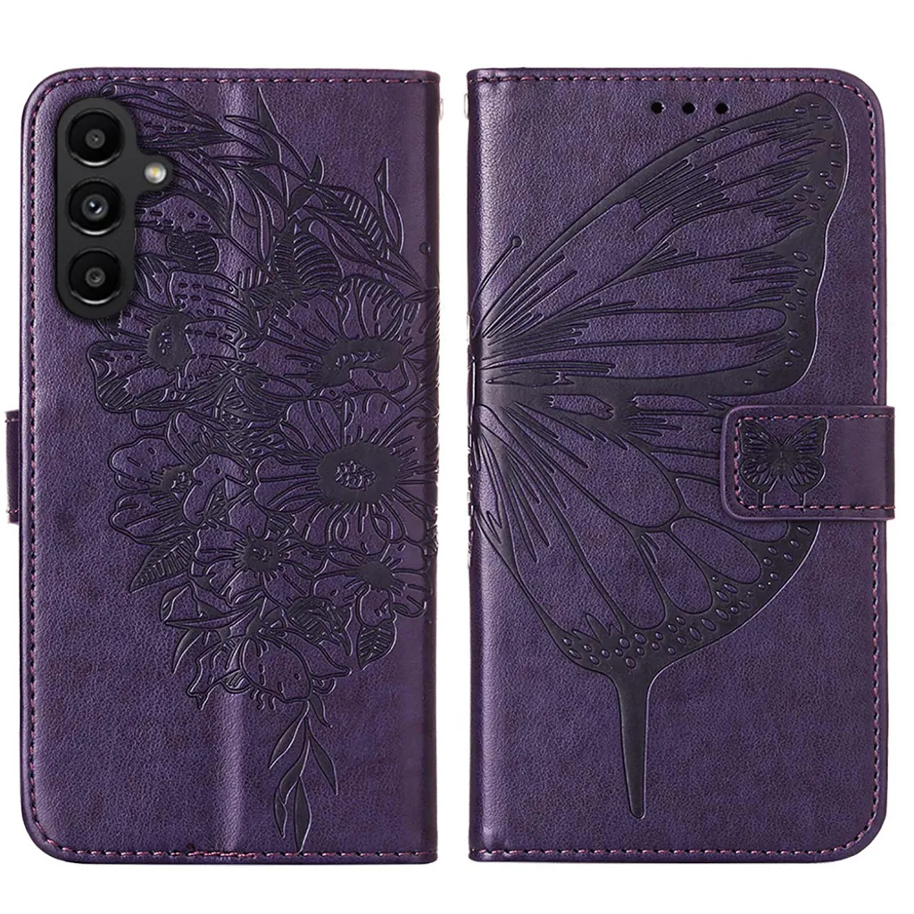 Custodia Samsung A05S Viola Farfalla - Pelle Flip Elegance Edition - 2