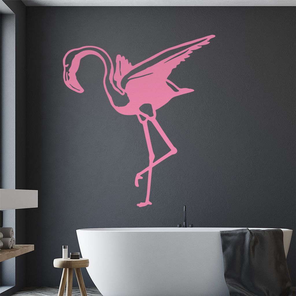KIWISTAR Flamingo - Rosa Pink Vogel Feder Wandtattoo in 6 Größen - Wandaufkleber Wall Sticker - Dekoration, Küche, Wohnzimmer, Schlafzimmer, Bad...