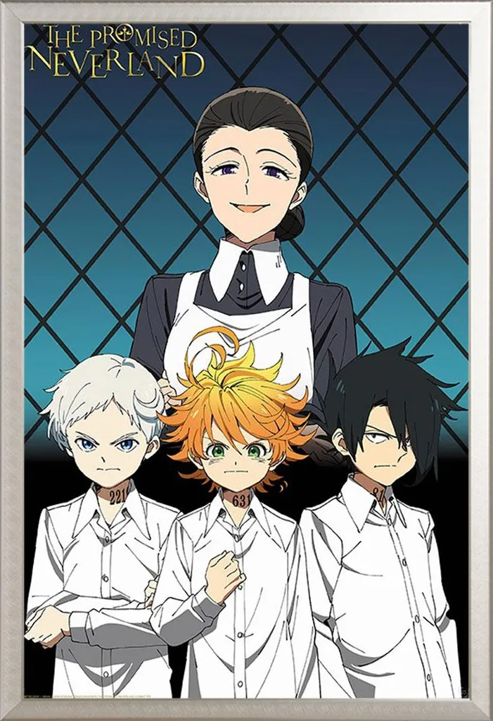 Poster Isabella The Promised Neverland incassable sous cadre alu argent