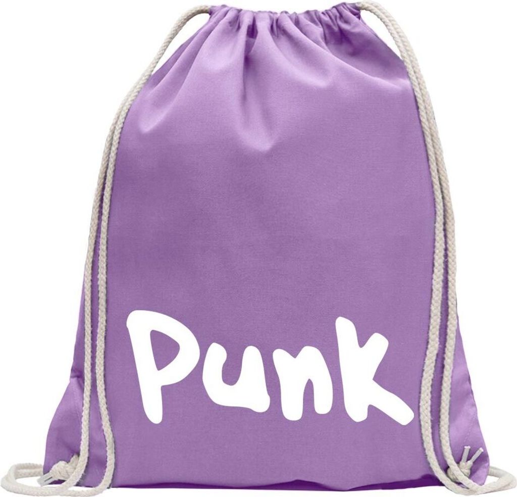 Kiwistar - Turnbeutel - lavendel - Punk Schriftzug Musikrichtung Style - Fun Rucksack Sport Beutel Gymsack Baumwolle mit Ziehgurt