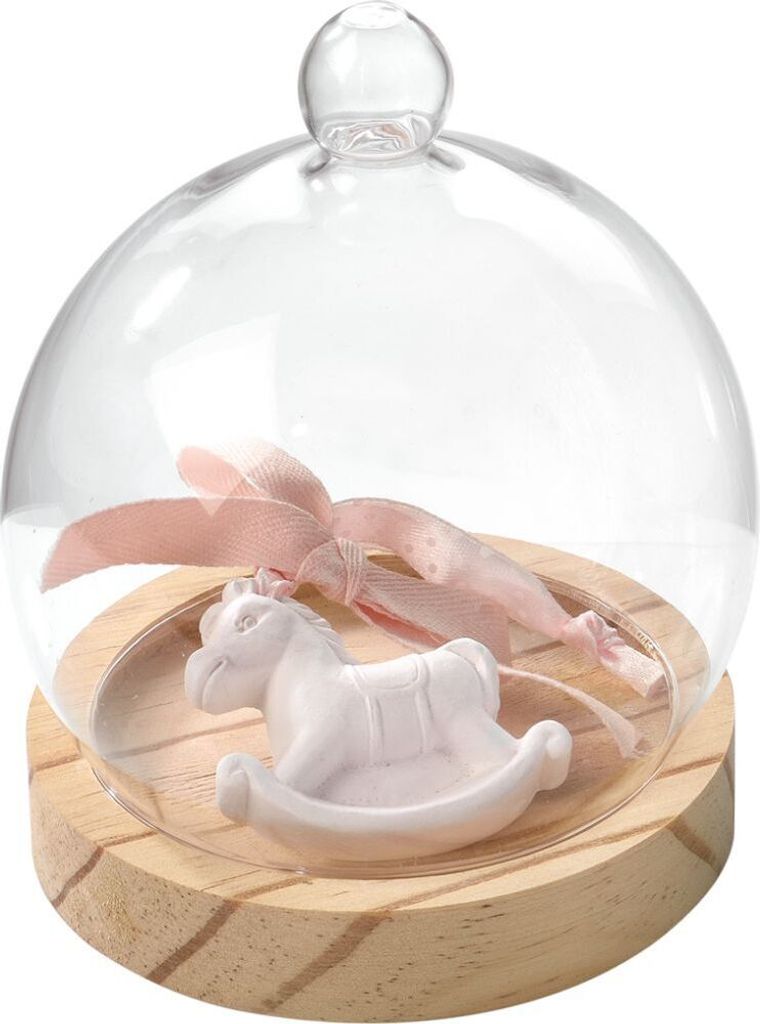 A922 Mascagni Glasglocke Schaukelpferd rosa