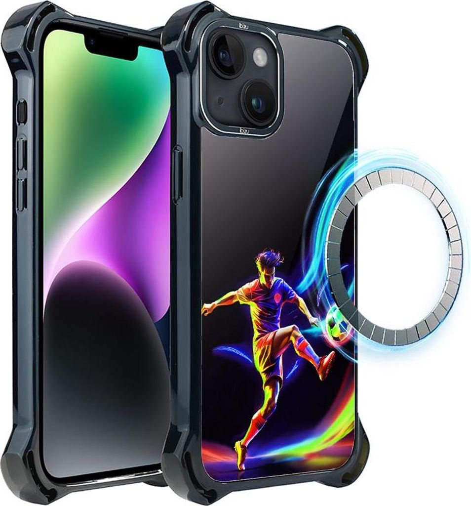 IBIZU Etui für iPhone 14 Plus DropGuard Ultra mit MagSafe, #ElectroMove, Im Rhythmus des Fußballs