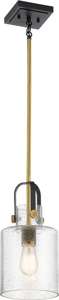 Hängelampe Glas Metall E27 18 cm breit H: max. 141,6 cm in Messing rund Vintage Design Hängeleuchte