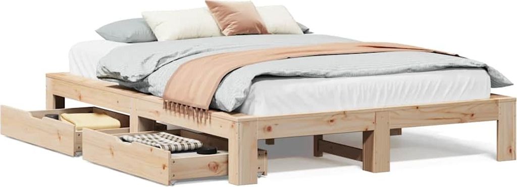 vidaXL Massivholzbett ohne Matratze 140x190 cm Kiefernholz