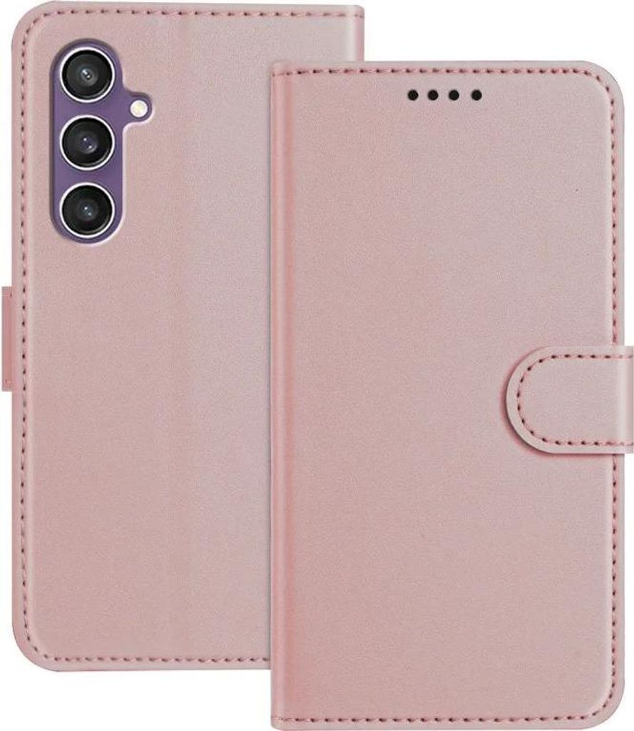 Hülle für Samsung Galaxy S23 FE - Phonesta Smooth Skin Book Wallet Klapphülle mit abnehmbarer Kordel - Roségold
