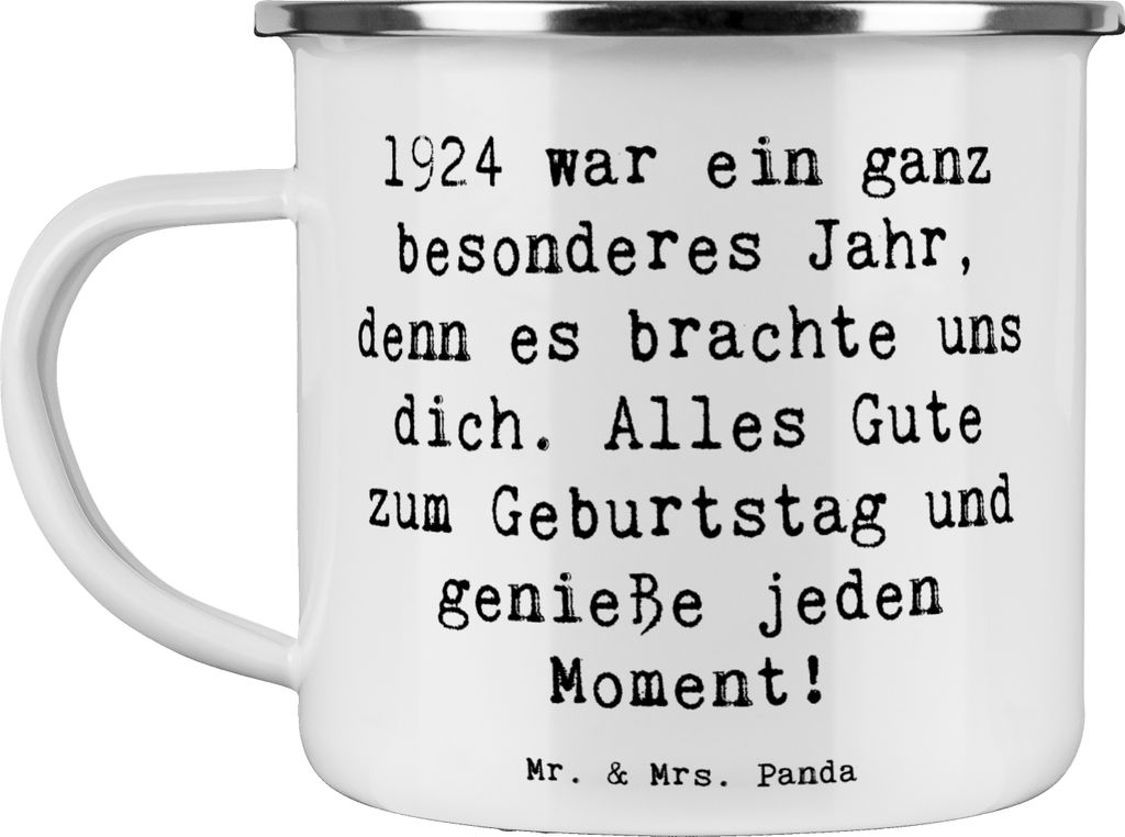 Mr. & Mrs. Panda Teetasse Spruch 1924 Geburtstag - Weiß - Geschenk, Emaille Tasse, Kaffeepott, Pott, Alter, Happy Birthday, liebevolle Geschenke, ...