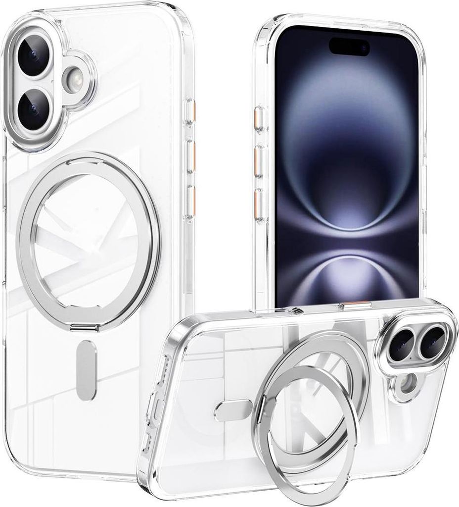 Mobigear Frosted Mag iPhone 17 MagSafe Hülle Hardcase Backcover mit Ständer - Silber