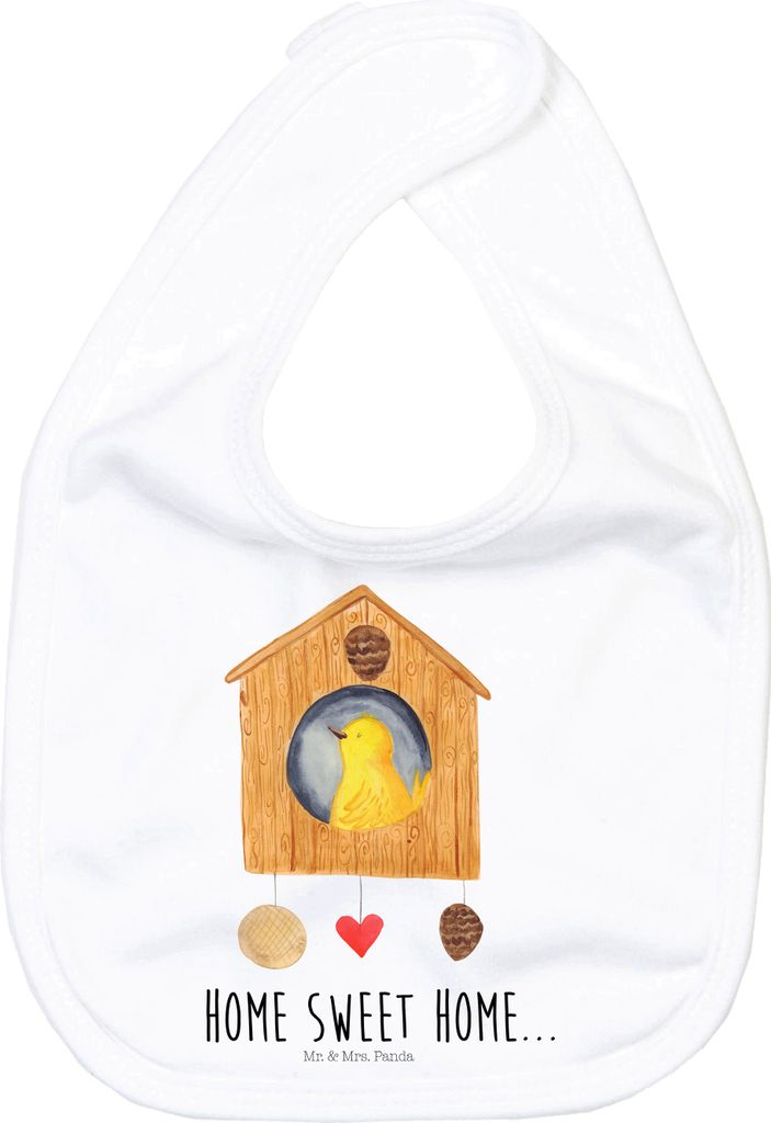 Mr. & Mrs. Panda Sabber Lätzchen Vogelhaus Home - Weiß - Geschenk, Babylätzchen, Für Babys, Lustige Sprüche, Haus, Vogel, Umzug, Kinderlätzch...
