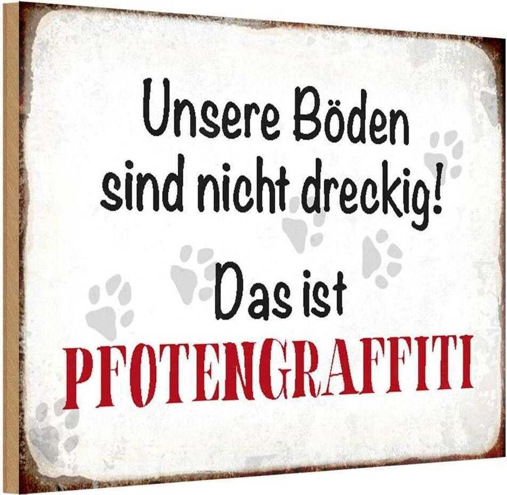 vianmo Holzschild 20x30 cm Hund Boden Pfotengraffiti Tier Produktbild 