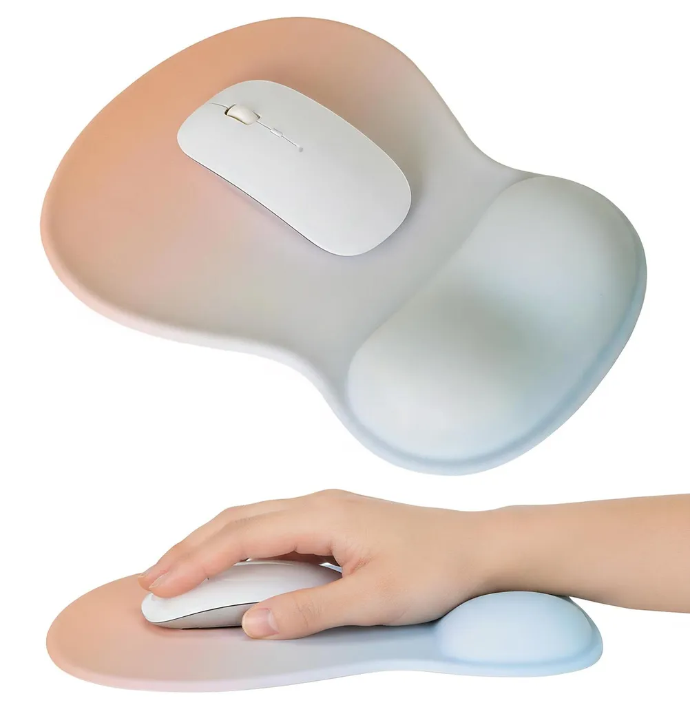 Tapis de souris pour ordinateur portable avec repose-main en gel bleu rose