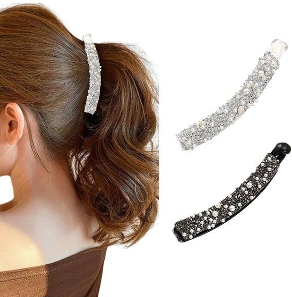 Barrettes ornées de perles et paillettes pour cheveux fins, lot de 4 pièces