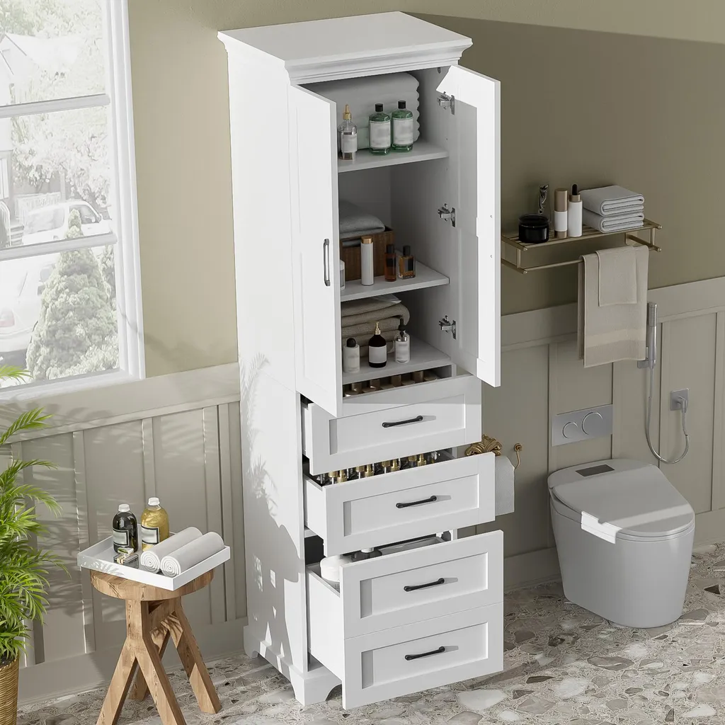 Armoire de salle de bain Soft-Close à étagères réglables et vitrine chic - 3