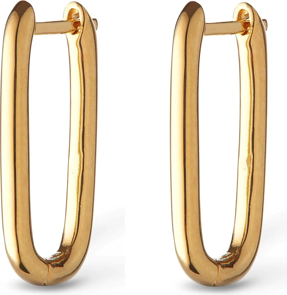 Boucles d'oreilles créoles ovales en or jaune pour femme - Design Chic