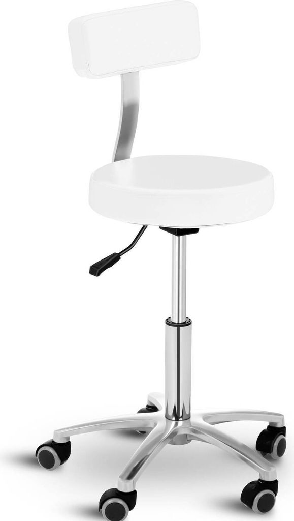 Expondo physa Rollhocker mit Lehne - 460 - 600 mm - 150 kg - Weiß