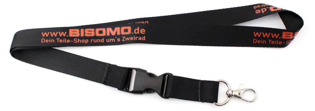 Bisomo Schlüsselband, Lanyard - Schwarz, Orange mit Clip Produktbild 