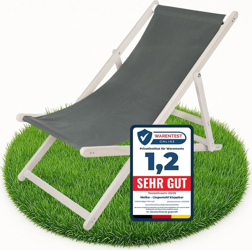 Strandstuhl klappbar Holz Weiß/Anthrazit verstellbar mit Produktbild 