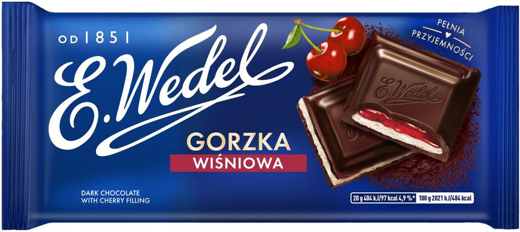 E. Wedel Czekolada Gorzka Wiśniowa 100g Zdjęcie produktu 