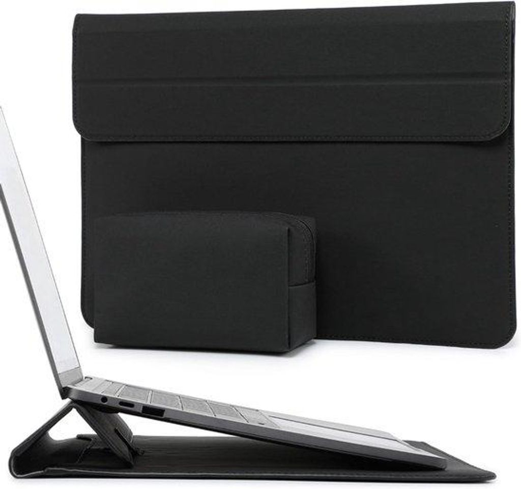Laptop-Tas 15-16 Zoll mit Standard - Schutzende Laptop-Tasche mit Standfunktion - Geeignet für MacBook, Surface, XPS - Schwarz, kleine Größe, f...
