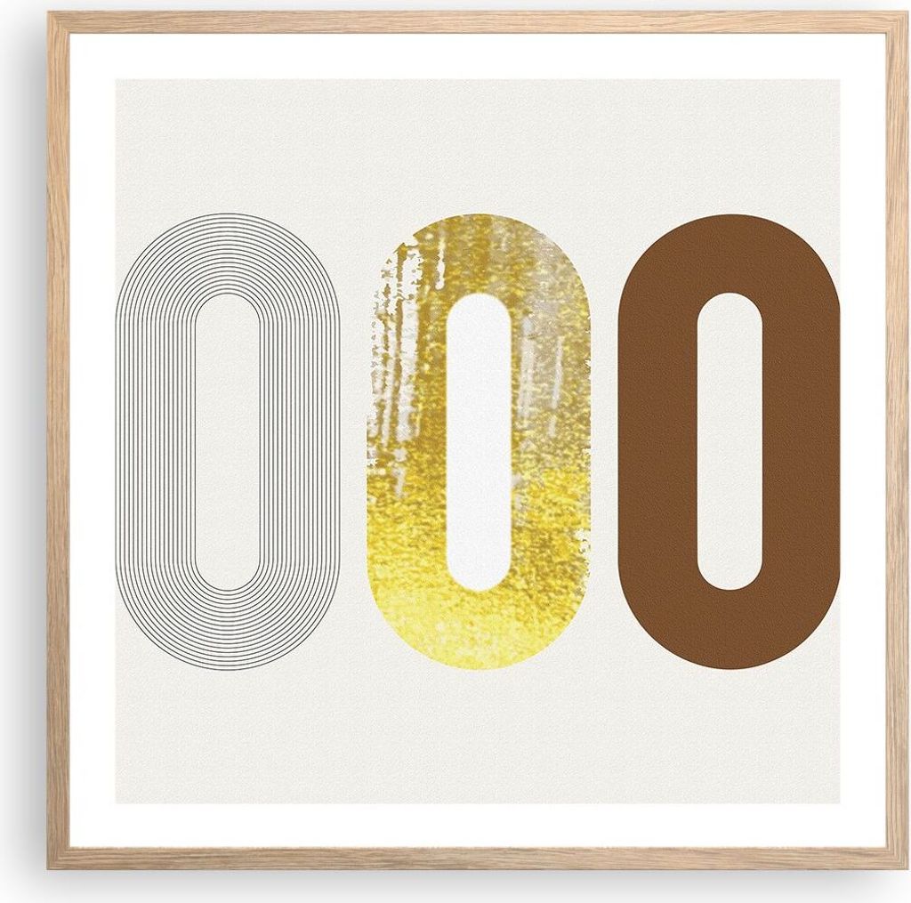 Gerahmtes Poster - Rahmen in heller Eiche - Oval Laufband Abstraktion - 60x60 cm - Wand Bild - Wanddeko - Wandbilder - Kunstposter - Wandposter - B...