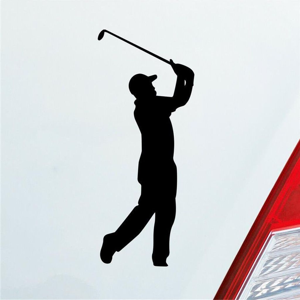 Auto Aufkleber Golfer Golf Minigolf Sport WGC PGA 10x4 cm Schwarz Matt Sticker Heckscheibenaufkleber