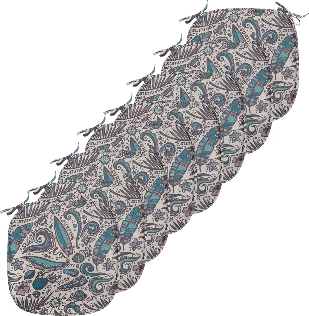 ABAKUHAUS Lot de 8 Galettes de Chaise 40x40cm Motif Surf Exotic Waters